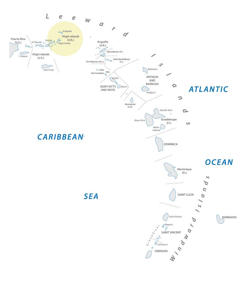 Map of Caribbean and Leeward Islands | Epic Yacht Charters